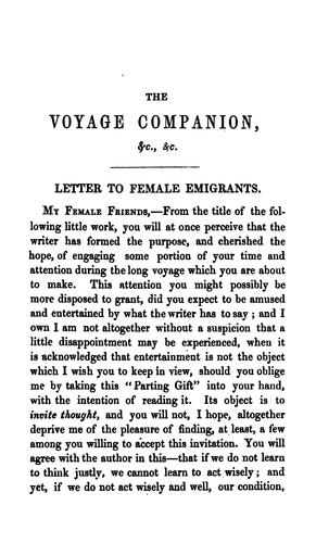 Cover for The voyage companion: a parting gift to female emigrants. By the author of 'A word on behalf of ...
