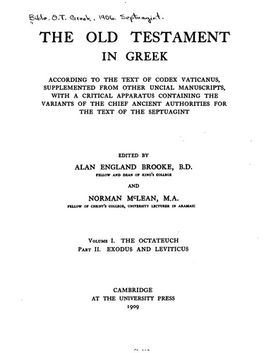 Cover for The Old Testament in Greek, according to the text of Codex Vaticanus ...