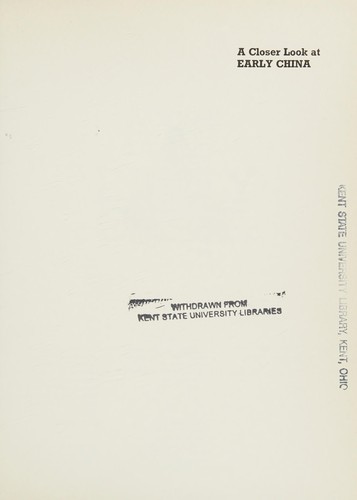 Cover for A closer look at early China
