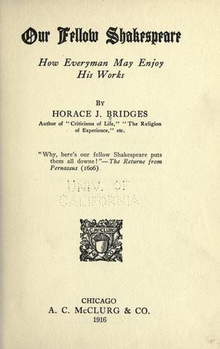 Cover for Our fellow Shakespeare