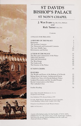 Cover for St Davids Bishop's Palace (CADW Guidebooks)