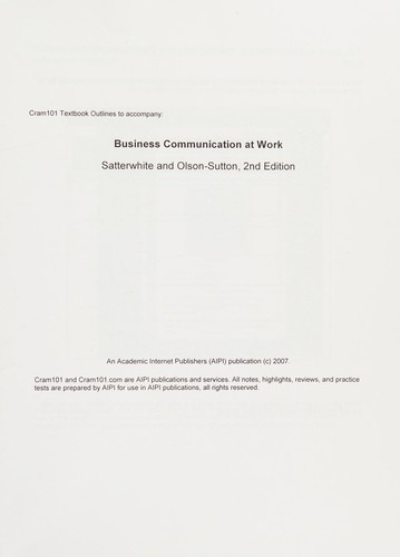 Cover for Cram101 textbook outlines to accompany Business communication at work, Satterwhite and Olson-Sutton, 2nd ed