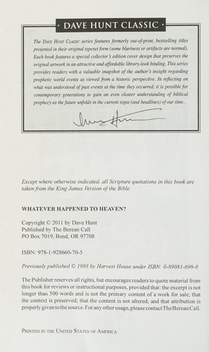 Cover for Whatever Happened to Heaven?