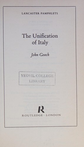 Cover for The unification of Italy