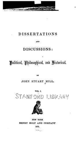 Cover for Dissertations and discussions