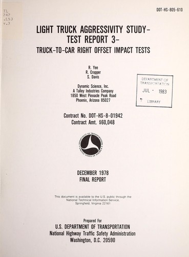 Cover for Light truck aggressivity study