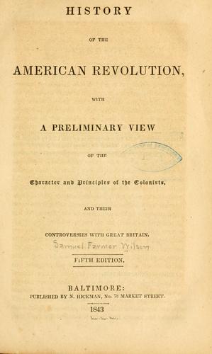 Cover for History of the American revolution