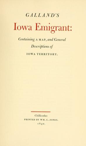 Cover for Galland's Iowa emigrant