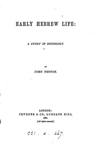 Cover for Early Hebrew life