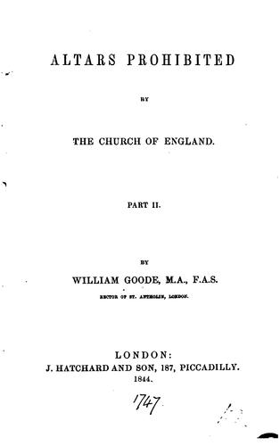 Cover for Altars prohibited by the Church of England