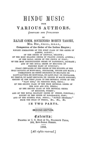 Cover for Hindu music from various authors