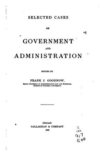 Cover for Selected Cases on Government and Administration