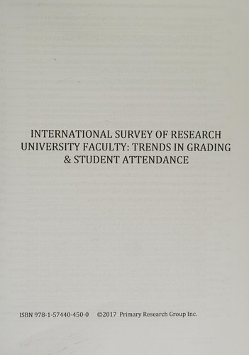Cover for International survey of research university faculty