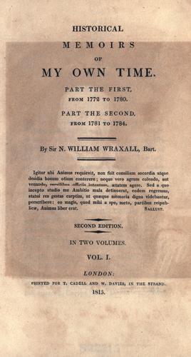 Cover for Historical memoirs of my own time...