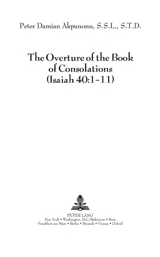 Cover for The overture of the book of Consolations