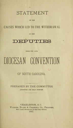 Cover for Statement of the causes which led to the withdrawal of the deputies from the late Diocesan Convention of South Carolina