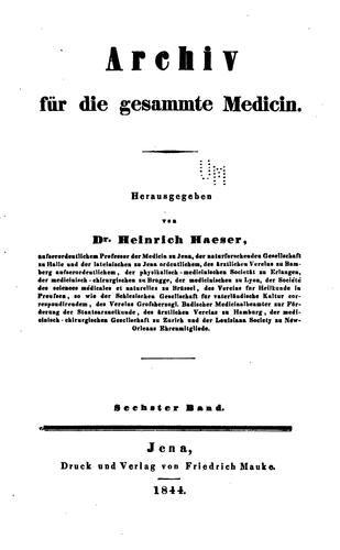 Cover for Archiv für die gesammte Medicin