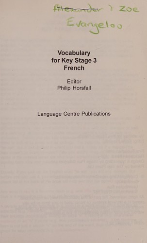 Cover for Vocabulary for key stage 3 french