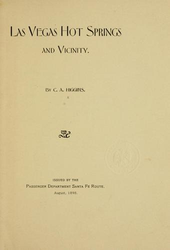 Cover for Las Vegas Hot Springs and vicinity.