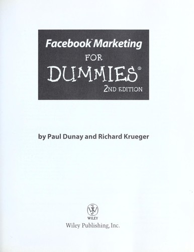 Cover for Facebook marketing for dummies