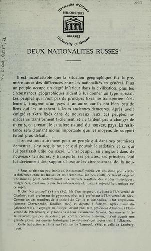 Cover for Deux nationalités russes \