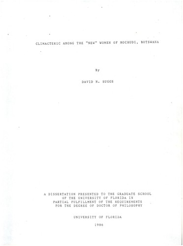 Cover for Climacteric among the "new" women of Mochudi, Botswana