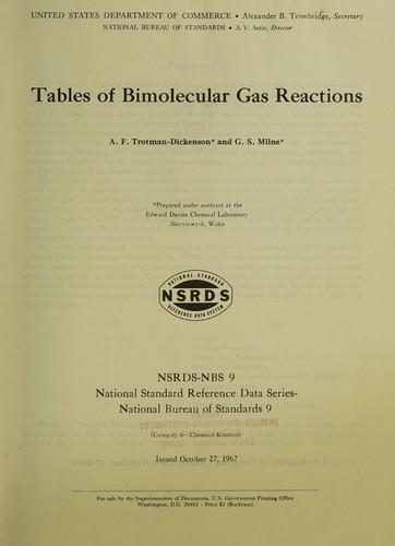 Cover for Tables of bimolecular gas reactions