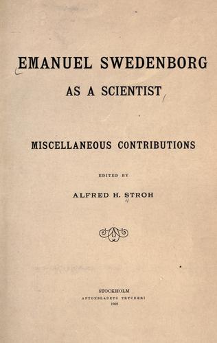 Cover for Emanuel Swedenborg as a scientist