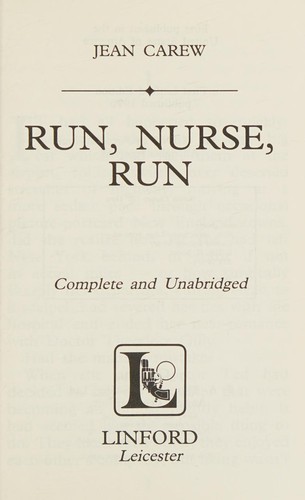 Cover for Run, Nurse, Run (Linford Mystery Library (Large Print))