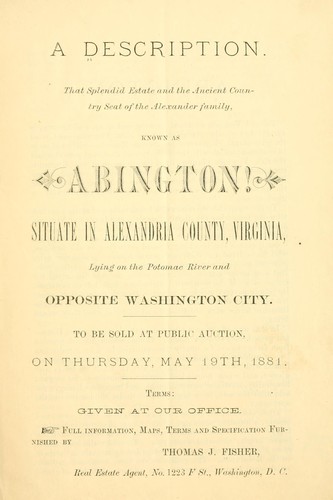 Cover for A description that splendid estate ...