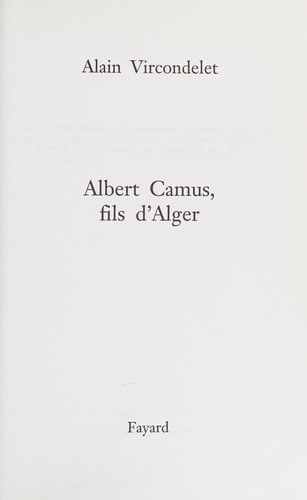 Cover for Albert Camus, fils d'Alger