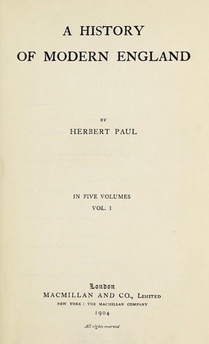 Cover for A history of modern England