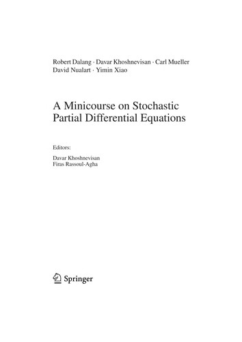 Cover for A minicourse on stochastic partial differential equations