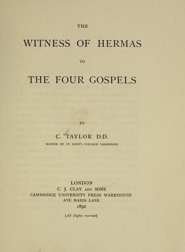 Cover for The witness of Hermas to the four Gospels