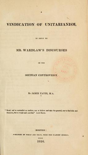 Cover for A vindication of Unitarianism