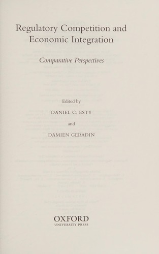 Cover for Regulatory competition and economic integration