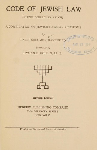 Cover for Code of Jewish law