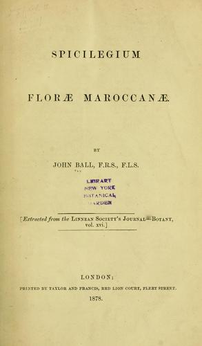 Cover for Spicilegium florae Maroccanae