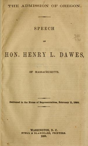 Cover for The admission of Oregon.