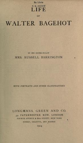 Cover for Life of Walter Bagehot