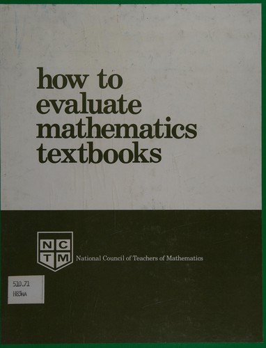 Cover for How to evaluate mathematics textbooks