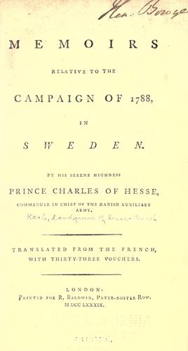 Cover for Memoirs relative to the campaign of 1788, in Sweden.