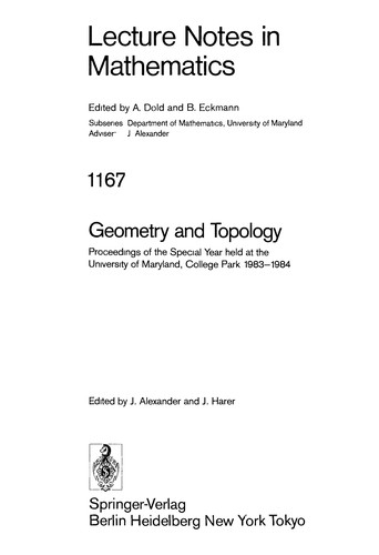 Cover for Geometry and topology