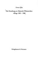 Cover for Die Forschung zu Heinrich Wittenwilers "Ring" 1851-1988