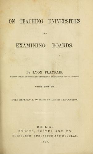 Cover for On teaching universities and examining boards