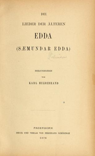 Cover for Die Lieder der Älteren Edda