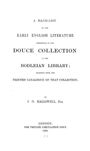 Cover for A hand list of the early English literature preserved in the Douce collection in the Bodleain library