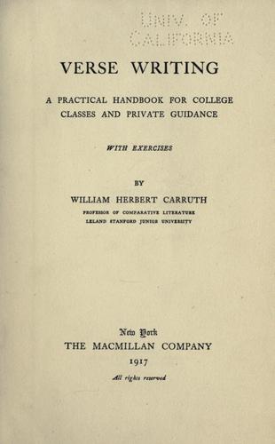 Cover for Verse writing