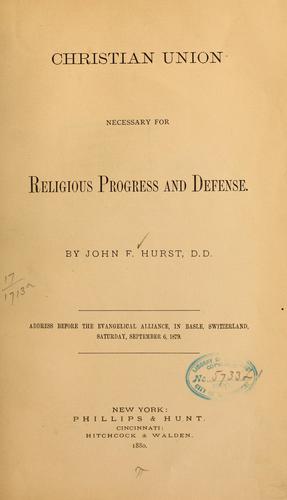 Cover for Christian union necessary for religious progress and defense
