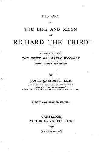 Cover for History of the life and reign of Richard the Third
